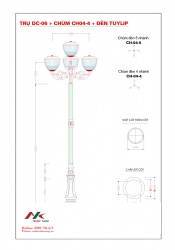 Cột trang trí sân vườn DC06 lắp đèn Tulip